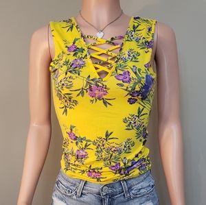 Yellow Floral Tank Size S